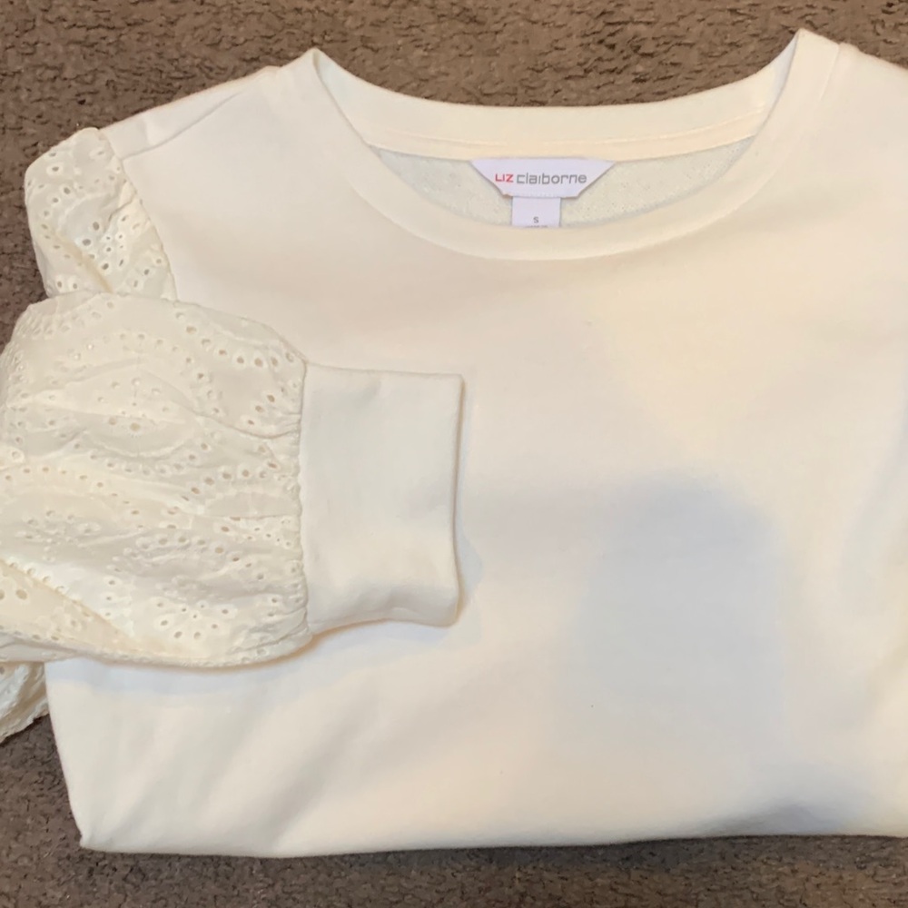 Liz Claiborne Cream Eyelet Sweater